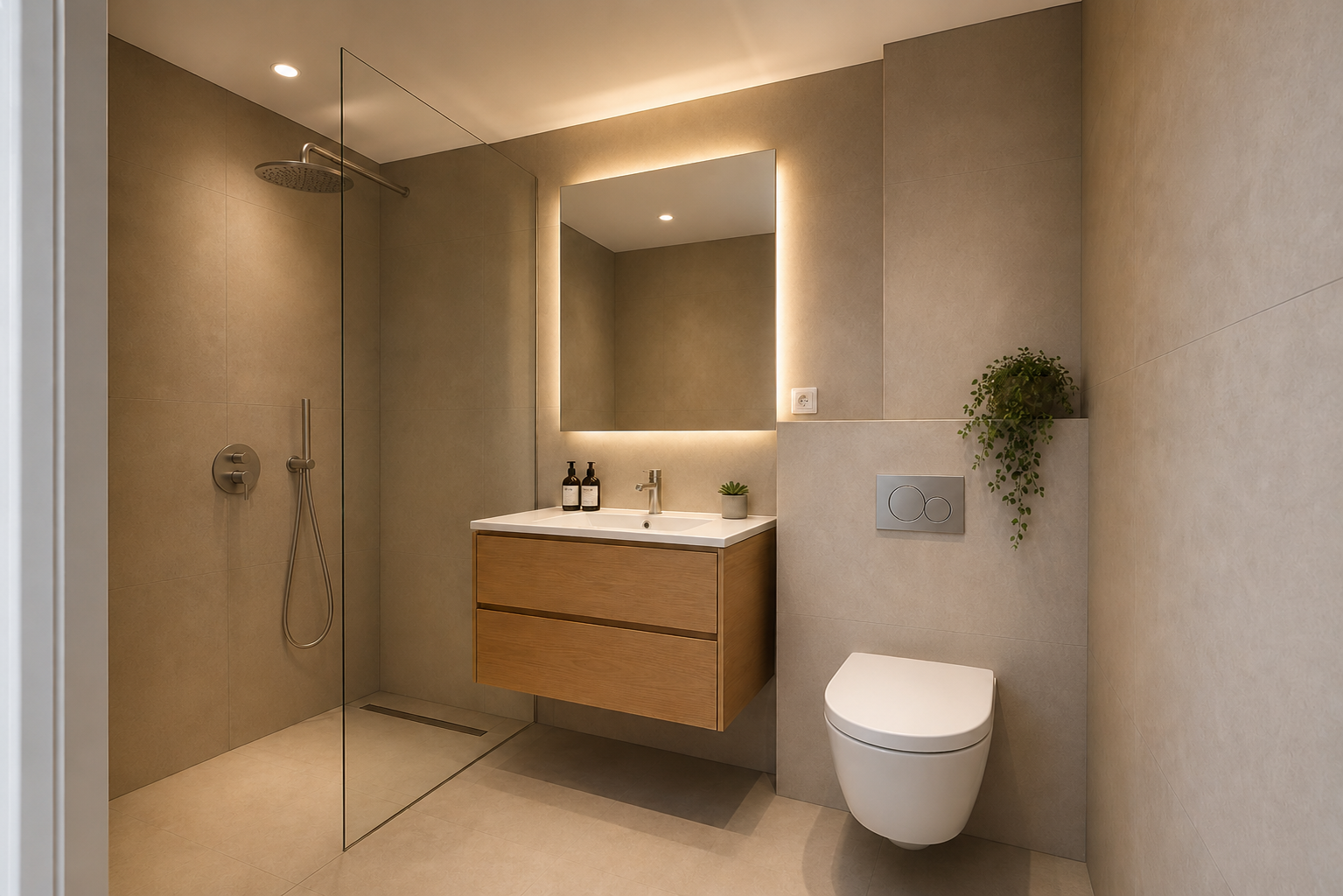 Modernes Badezimmer mit bodengleicher Dusche